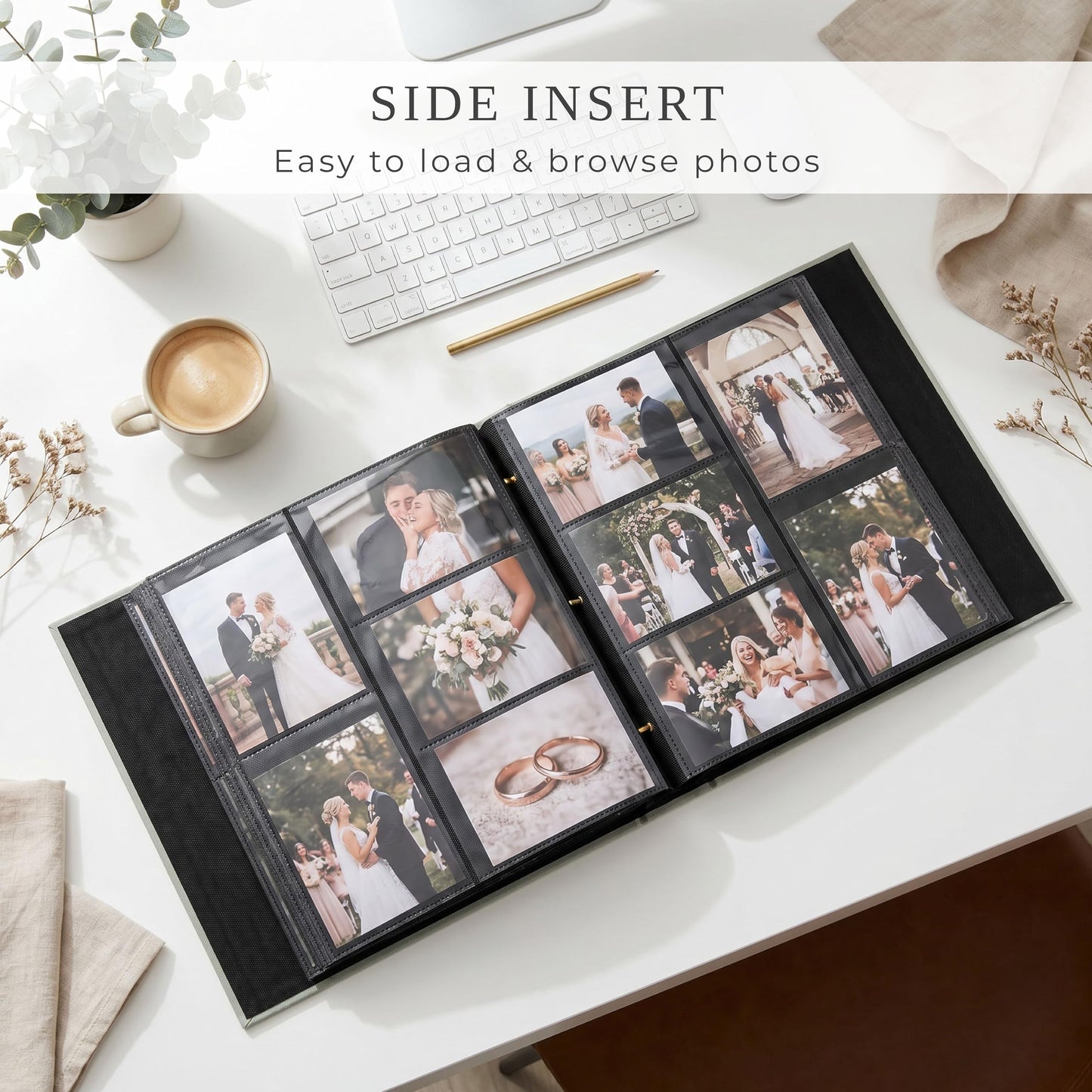 Beautiful Linen Photo Album For 4x6 Photos - Safely Holds Up To 500 Pictures of Unique Memories - The Perfect Big Photo Book To Store All Pictures of Treasured Family, Baby or Wedding Moments