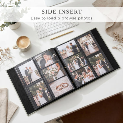 Beautiful Linen Photo Album For 4x6 Photos - Safely Holds Up To 500 Pictures of Unique Memories - The Perfect Big Photo Book To Store All Pictures of Treasured Family, Baby or Wedding Moments