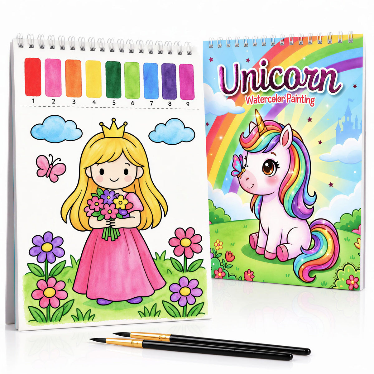 Fun Watercolor Books for Kids and Toddlers - Set of 2 Paint by Number Books