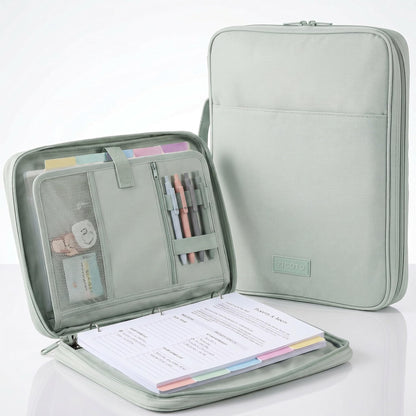 Sturdy 3 Ring Zipper Binder with Strap for School - Beautiful 1 Inch Zip Up Binder with 5-Tab Dividers Holds 420 Sheets, Books & Laptop - Easy to Carry Trapper Keeper Made of Premium Fabrics