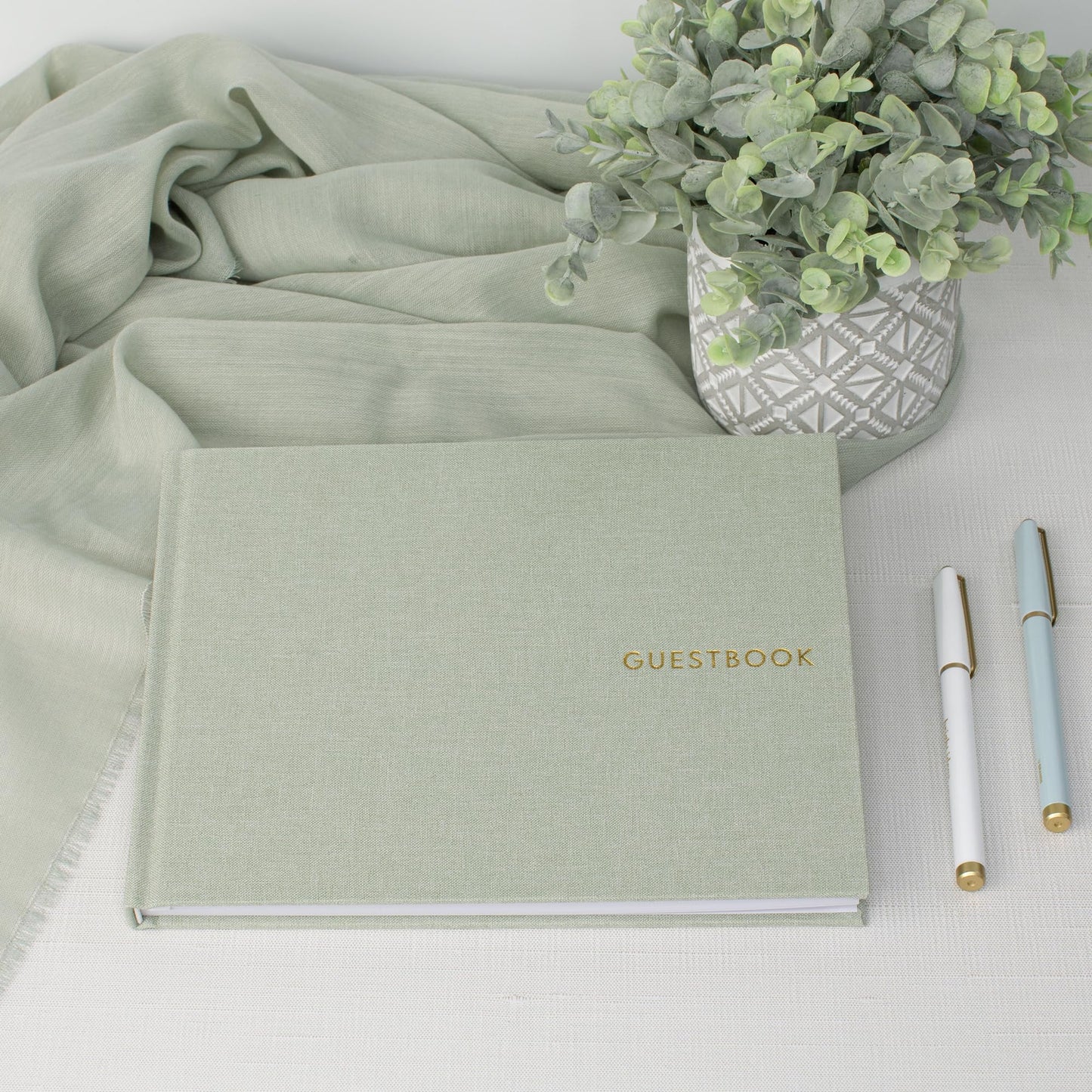 ZICOTO Beautiful Linen Wedding Guest Book for Your Wedding Reception - Simply Elegant Guestbook to Sign in and Add Polaroid Photos - The Perfect Baby Shower Guest Book and Addition to Your Big Day