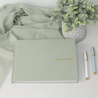 ZICOTO Beautiful Linen Wedding Guest Book for Your Wedding Reception - Simply Elegant Guestbook to Sign in and Add Polaroid Photos - The Perfect Baby Shower Guest Book and Addition to Your Big Day