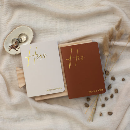 Elegant Vow Books With Gold Foil Lettering For Your Wedding - Perfectly Sized His and Hers Vow Books With Plenty Of Pages To Write Whatever is on Your Heart - A Beautiful Addition For The Wedding Day