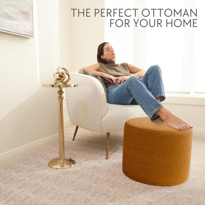 ZICOTO Beautiful Boucle Pouf Ottoman and Foot Rest - Elevate Your Living Room Decor with Lightweight Comfort and Charm - A Round Modern Foam Filled Foot Stool Perfect to Rest Your Feet