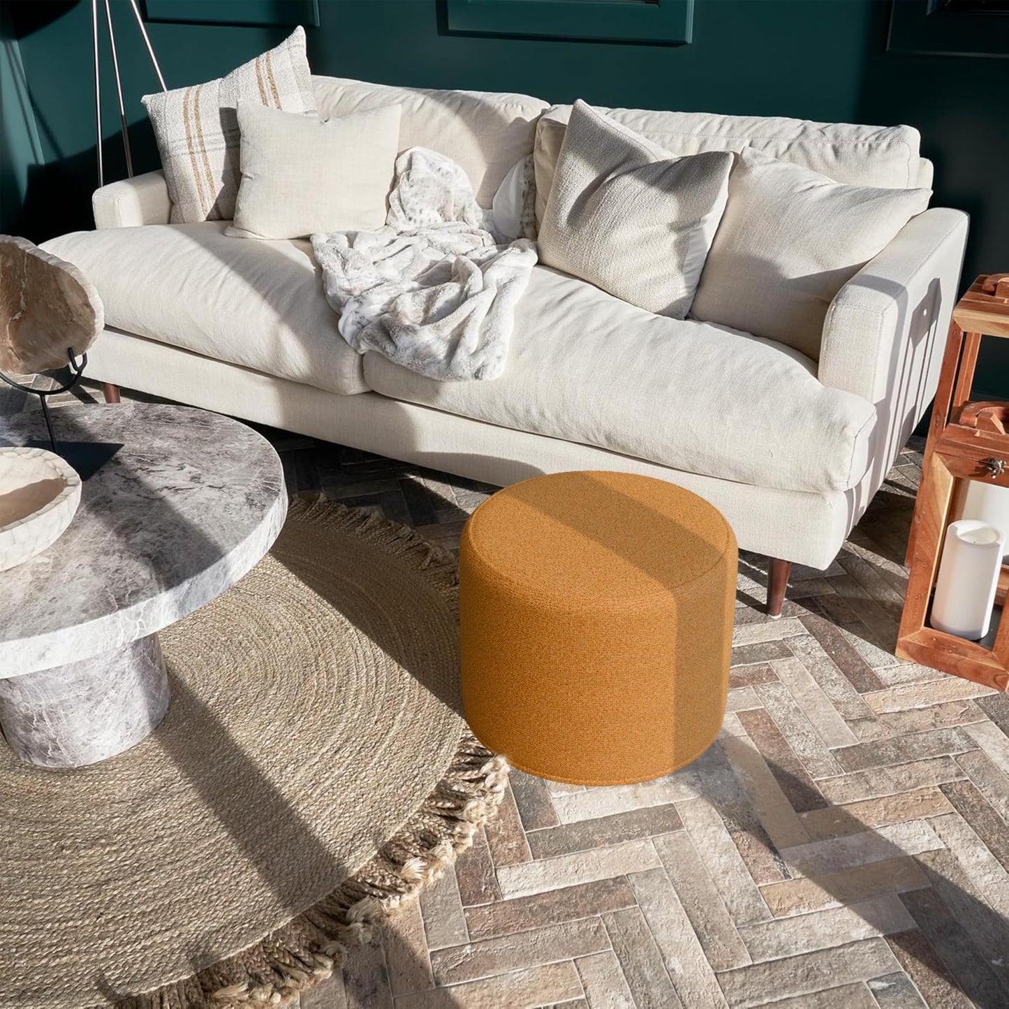 ZICOTO Beautiful Boucle Pouf Ottoman and Foot Rest - Elevate Your Living Room Decor with Lightweight Comfort and Charm - A Modern Foam Stuffed Poof Perfect to Rest Your Feet
