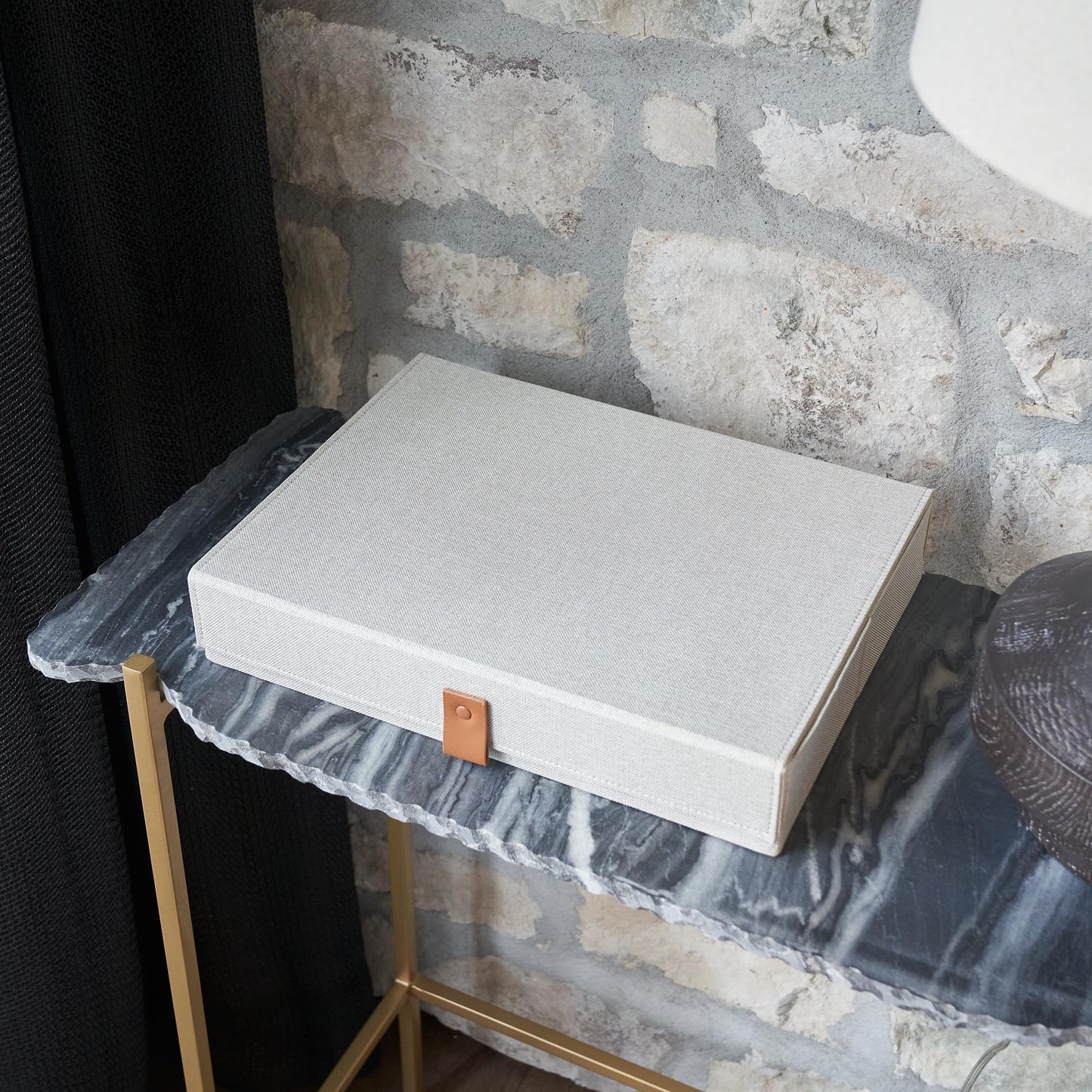 ZICOTO Decorative Photo Storage Box with Lid - A Beautiful Linen Organizer Perfect to Safely Store Your Pictures, Documents, Scrapbooking Supplies, Keepsakes and Other Memories in Style