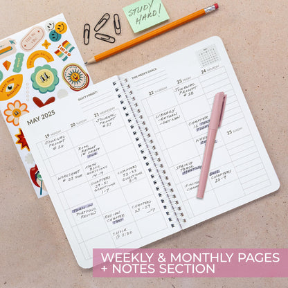 Aesthetic 2025 Student Planner To Stay Organized - A Beautiful 8.5" x 5.5" Planner for Middle and High School Students with Weekly & Monthly Spreads For The 24-25 Academic Year