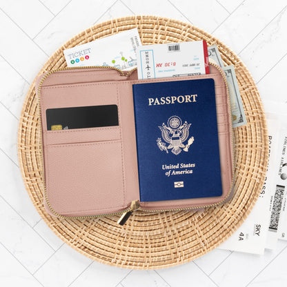 ZICOTO Stylish Passport Holder for Travel with Detachable Wristlet Strap - All-in-One Travel Wallet Organizer for Women, Secure Money Belt Alternative with Card Slots and Tassel Keychain