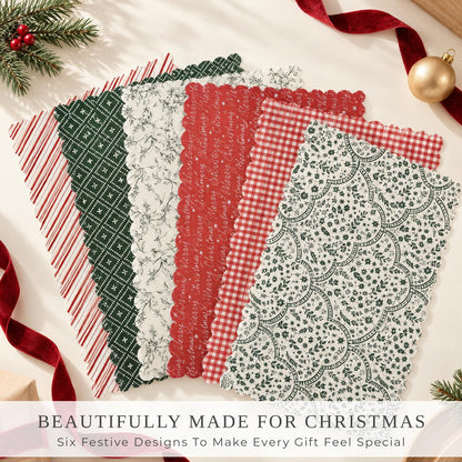 Beautiful Christmas Tissue Wrapping Paper Sheets for Gift Bags - Set of 100