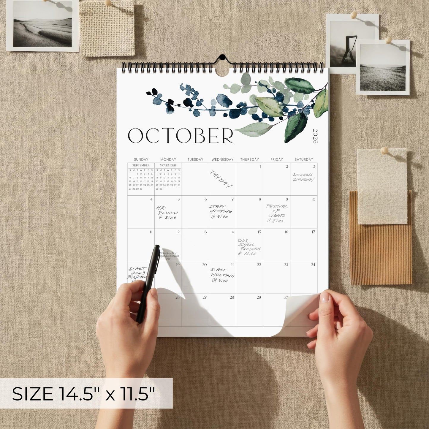 Aesthetic 2026-2027 Wall Calendar - Runs from June 2026 Until December 2027 - The Perfect Modern Greenery Calendar Planner for Easy Organizing