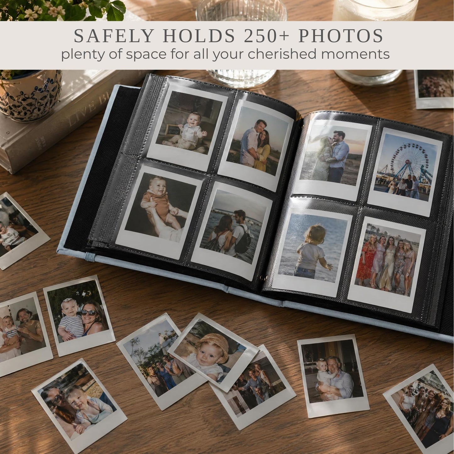 Beautiful Photo Album for 2x3 in Polaroid Photos - Safely Holds Your 240 Pictures Of Unique Memories - The Perfect Instax Mini Compatible Photo Book To Store Pictures Or Trading Collection Cards