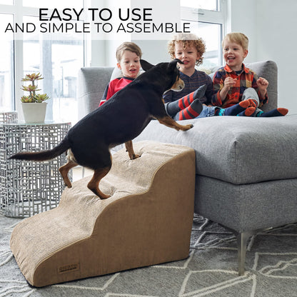 Sturdy Dog Stairs and Ramp for Beds Or Couches by ZICOTO - Durable Easy to Walk on Steps for Small Dogs and Cats - Allows Your Pets Easy Instant Access to Your Sofa or Bedside Up to 22" High