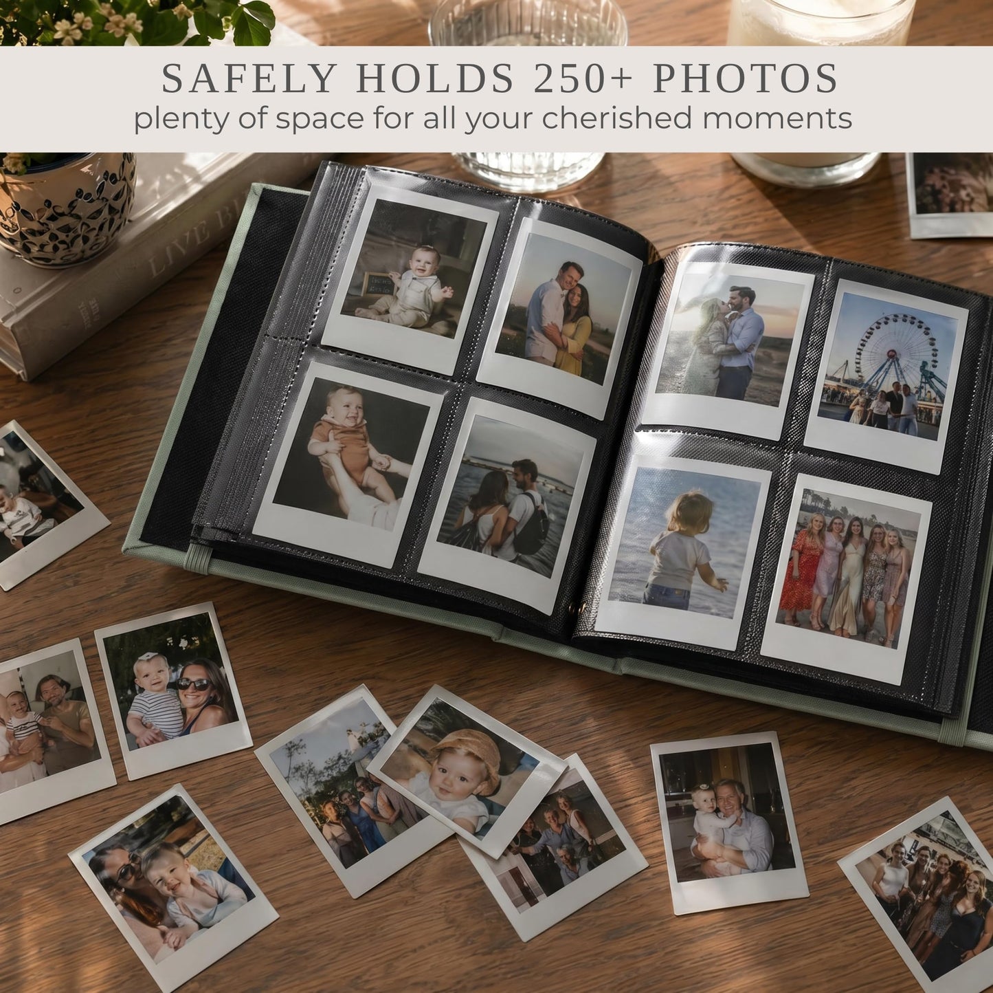Beautiful Photo Album for 2x3 in Polaroid Photos - Safely Holds Your 240 Pictures Of Unique Memories - The Perfect Instax Mini Compatible Photo Book To Store Pictures Or Trading Collection Cards