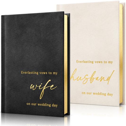 Elegant Velvet Wedding Vow Books With Gold Foil Lettering - Perfectly Sized His and Hers Vow Books With Plenty Of Pages To Write Whatever is on Your Heart - A Beautiful Addition For The Wedding Day