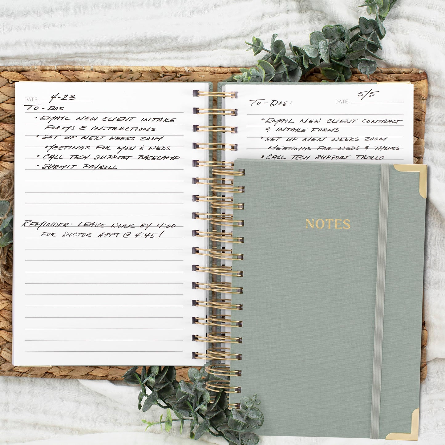 Aesthetic Thick Spiral Notebook Journal For Women in B5 Format - Stylish Linen Hardcover College Ruled Note Book w 300 Lined Pages - Cute Supplies For Bible Study & Staying Organized at Work or School