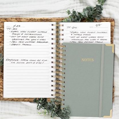 Aesthetic Thick Spiral Notebook Journal For Women in B5 Format - Stylish Linen Hardcover College Ruled Note Book w 300 Lined Pages - Cute Supplies For Bible Study & Staying Organized at Work or School