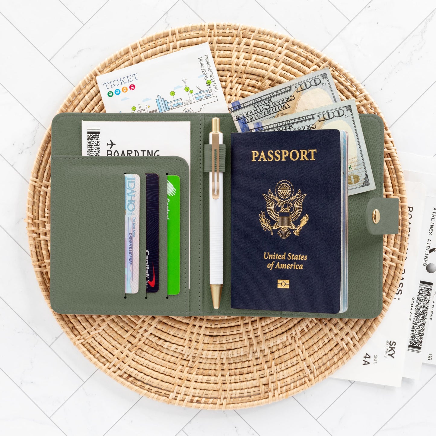 Beautiful Passport Holder for Travel - Cute Cover with Pen Holder to Keep Your Travel Documents Organized & Safe - Quality Passport Wallet for Women & Men and Great for Gifting