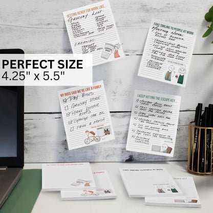ZICOTO Super Funny Notepads - Hilarious Office Gift for Your Women Coworkers - Set of 4 Office Supplies Memo Pads w/ 4 Assorted Designs, 50 Sheets Each, 4.25" x 5.5"