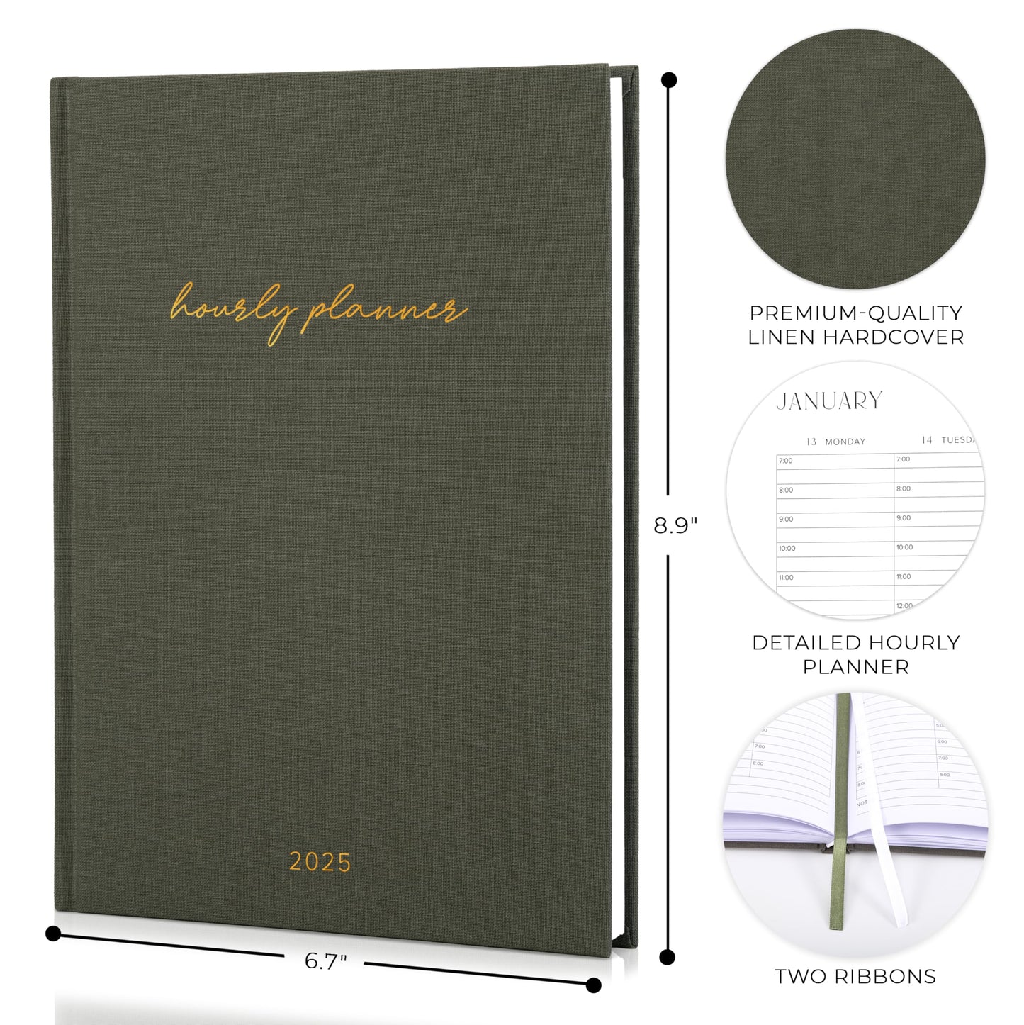Beautiful 2025 Appointment Book Planner - Sturdy Linen Daily Planner & Weekly Calendar with Half Hourly Schedule Easily Keeps Track Of All Your Appointments - The Perfect Day by Day Organizer