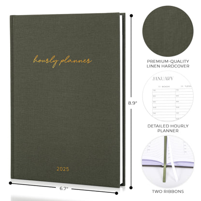 Beautiful 2025 Appointment Book Planner - Sturdy Linen Daily Planner & Weekly Calendar with Half Hourly Schedule Easily Keeps Track Of All Your Appointments - The Perfect Day by Day Organizer