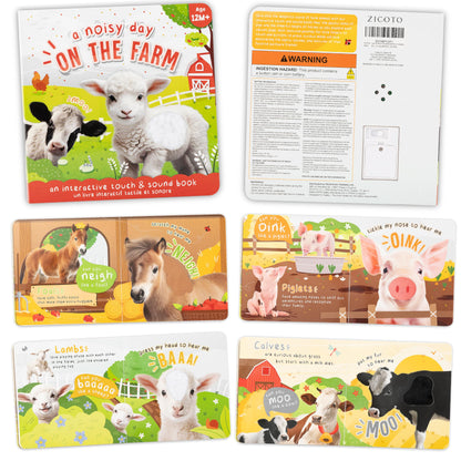 Fun Touch and Feel Sound Book for Babies and Toddlers - Interactive Sensory Book with Animal Noises for 1-3 Year Olds - Perfect Sound Book Toy for Baby Showers & Newborn/Infant Gift 12-18 Months