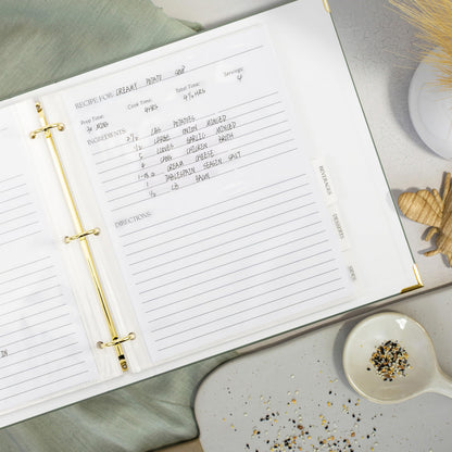 Aesthetic Recipe Binder with Waterproof Cover - The Perfect Recipe Book with Plastic Sleeves to Write in Your Own Recipes - Quality Blank Cookbook Binder, Cards incl.
