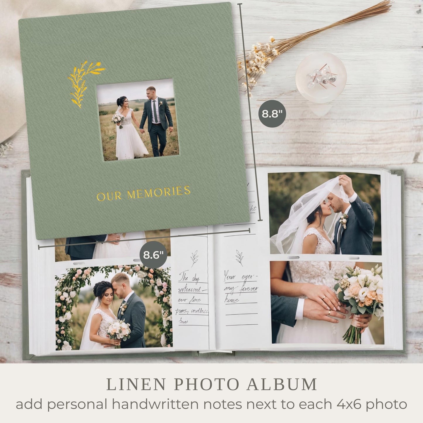 Beautiful Photo Album for 4x6 Pictures - Perfect Picture Book for Wedding, Baby Shower and more - 200 Photo Slots Albums to Collect Your Memories
