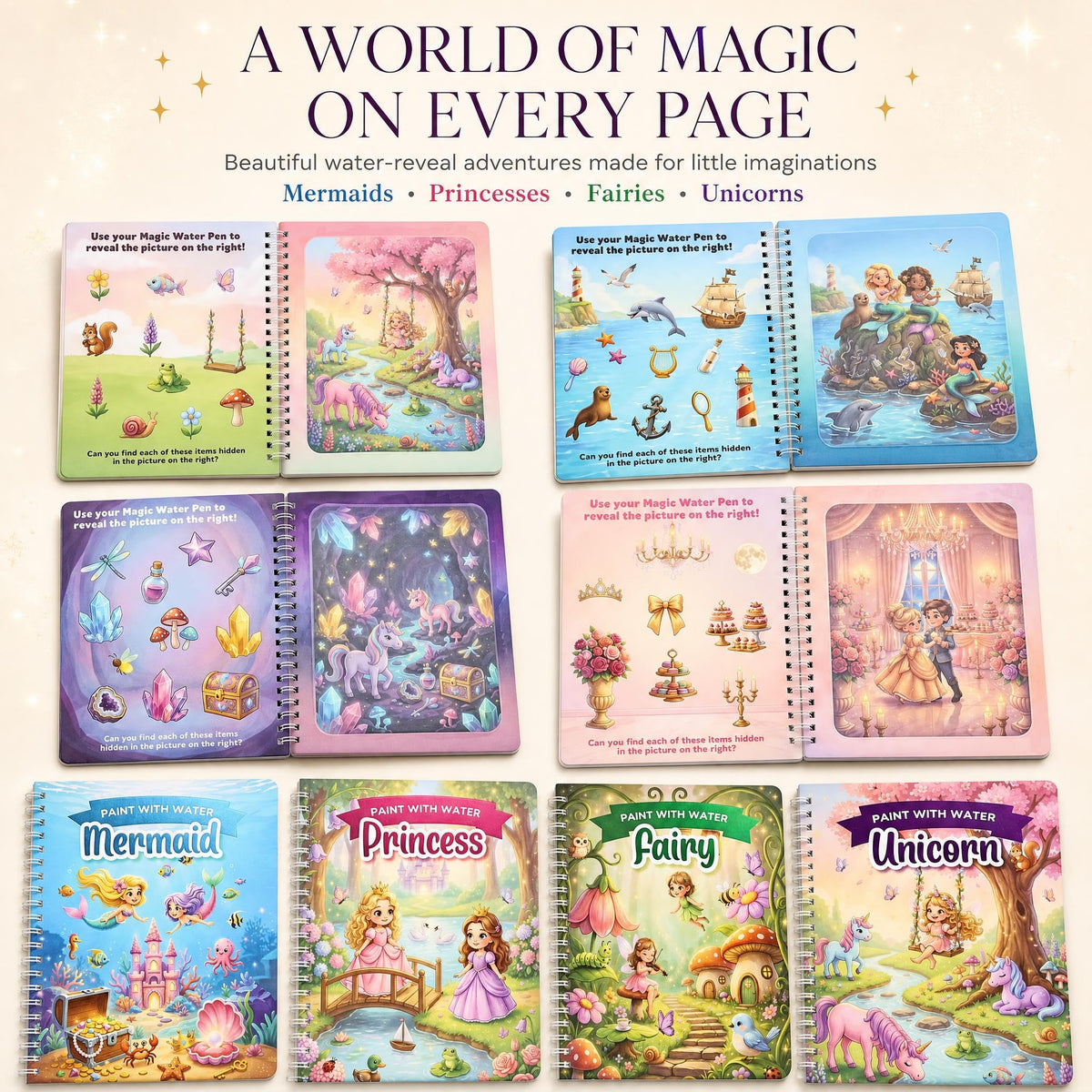 Fun Watercolor Books for Kids and Toddlers - Set of 4 Coloring Books
