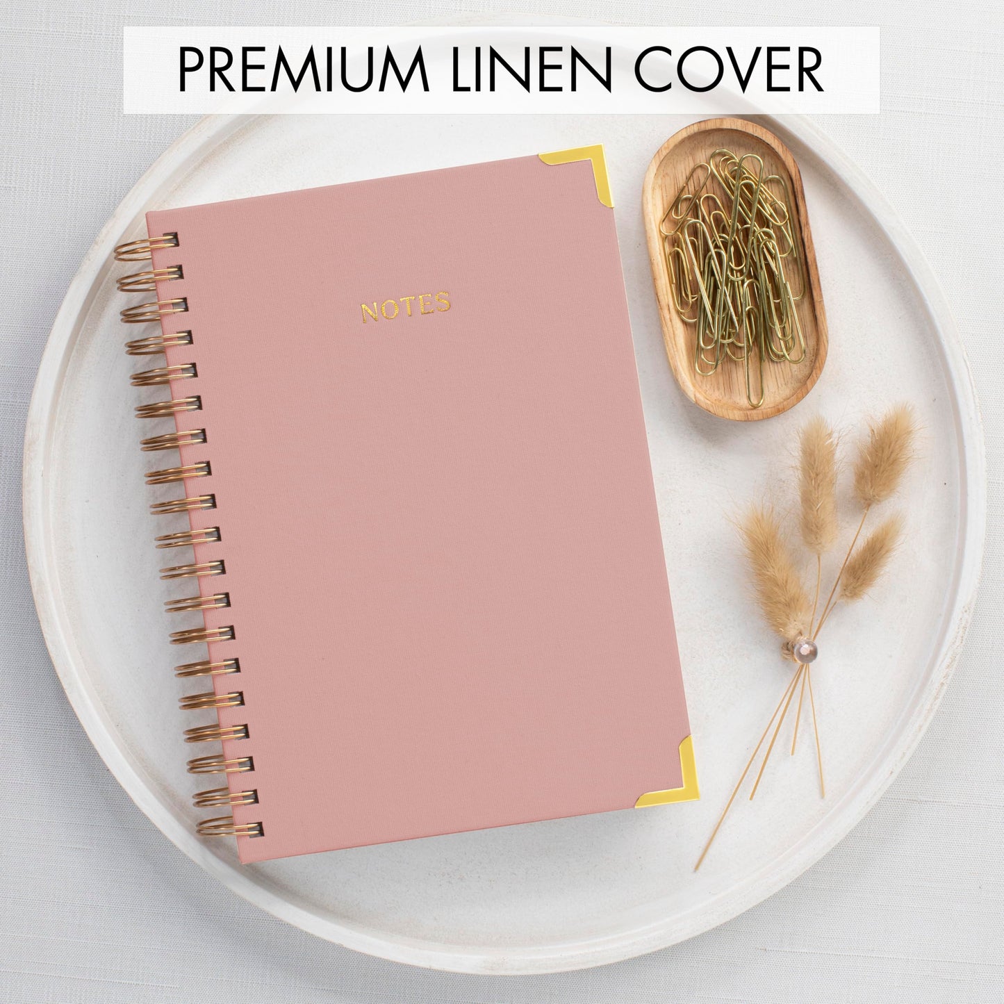 ZICOTO Aesthetic Thick Spiral Notebook Journal For Women in B5 Format - Modern Linen Hardcover Wide Ruled Note Book With 300 Lined Pages - Perfect For Writing And Staying Organized at Work or School