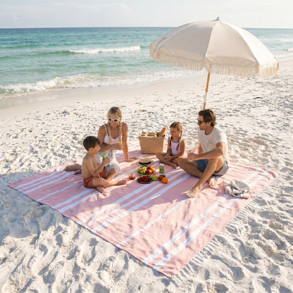 ZICOTO Beach Blanket Oversized for Family Beach Days & Picnics – Large Turkish Beach Towel, Quick-Drying and Sand-Resistant – Soft 80x80 Inch Outdoor Blanket, Lightweight Cotton Blend