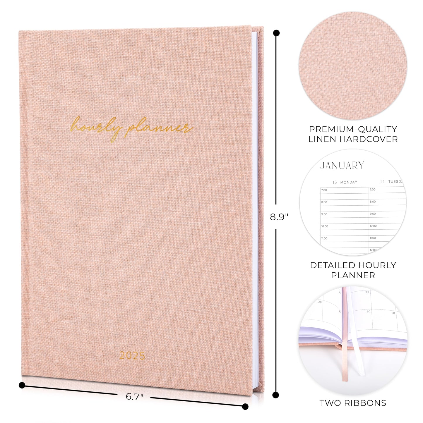 Beautiful 2025 Appointment Book Planner - Sturdy Linen Daily Planner & Weekly Calendar with Half Hourly Schedule Easily Keeps Track Of All Your Appointments - The Perfect Day by Day Organizer
