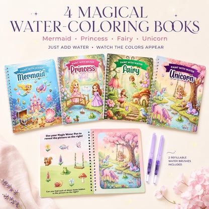 Fun Watercolor Books for Kids and Toddlers - Set of 4 Coloring Books