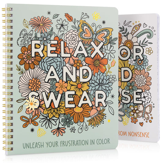 Beautiful Coloring Book Set of 2 for Adult Relaxation - Funny Coloring Books with Floral Designs for a lot of Laughs - The Perfect Stress-Relieving Gift for Women