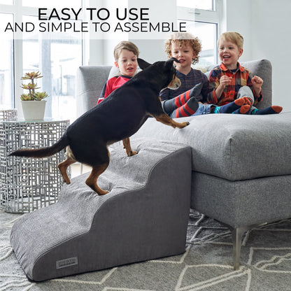Sturdy Dog Stairs and Ramp for Beds Or Couches by ZICOTO - Durable Easy to Walk on Steps 15.7" high for Small Dogs and Cats Up to 55 lbs Weight - Allows Your Pets Easy Access to Your Sofa or Bedside