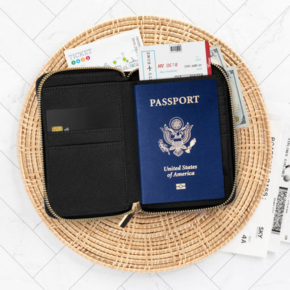 ZICOTO Stylish Passport Holder for Travel with Detachable Wristlet Strap - All-in-One Travel Wallet Organizer for Women, Secure Money Belt Alternative with Card Slots and Tassel Keychain