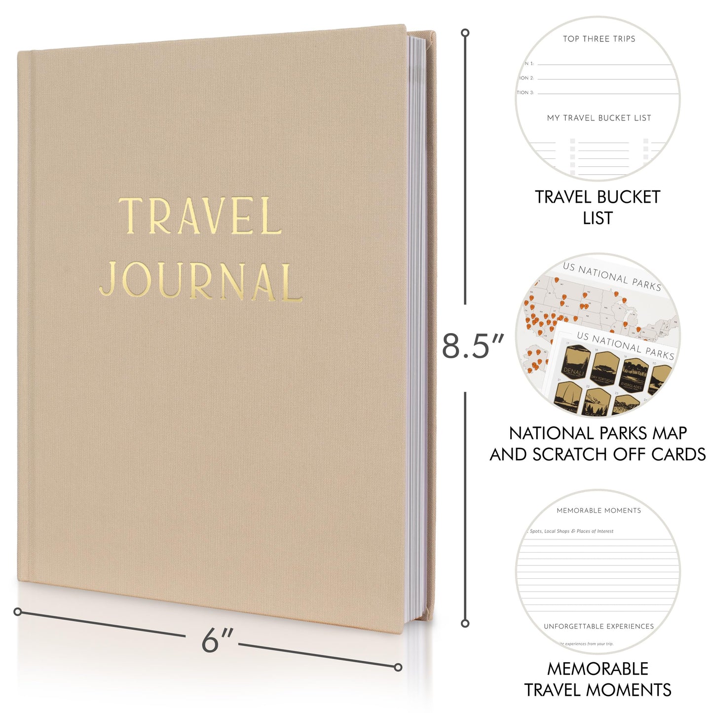 ZICOTO Beautiful Travel Journal For Women - Linen Adventure Diary and Planner To Give As a Gift - The Perfect Journal to Keep All your Travel Memories For Years To Come