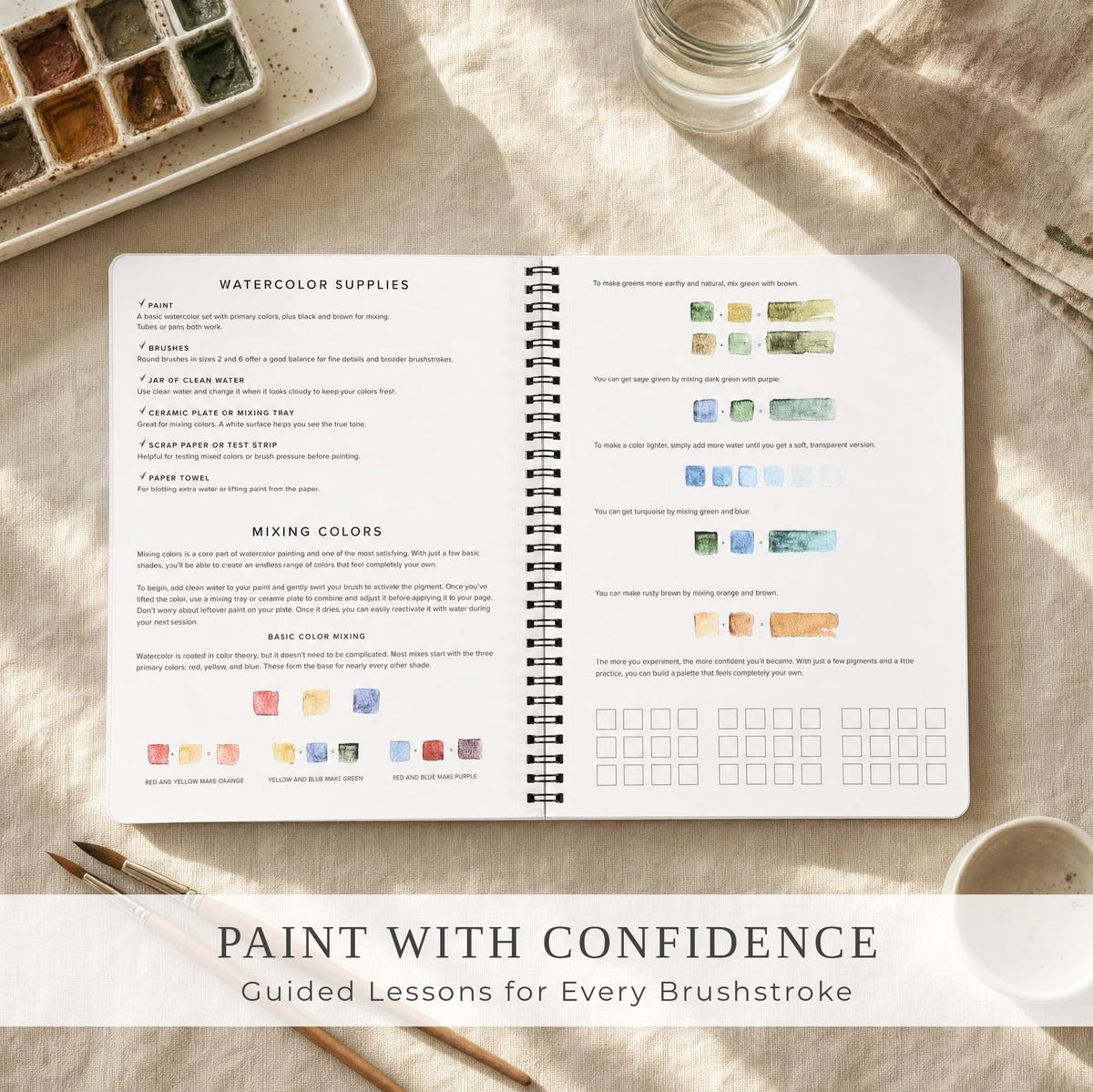 Beautiful Watercolor Workbook for Beginners - Relaxing & Easy to Paint