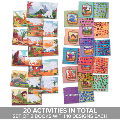 Fun Paint with Sticker Books for Kids Set of 2 - Entertaining Sticker Activity with Vibrant Themes Keeps Kids Ages 4-8 Busy - Perfect Puzzle to Learn Shapes and Numbers at Home or Travelling