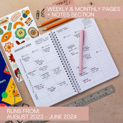 Simplified 2023-2024 Student Planner To Stay Organized - A Beautiful 8.5" x 5.5" Planner for Middle and High School Students with Weekly & Monthly Spreads For The 23-24 Academic Year