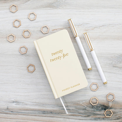 Beautiful 2025 Pocket Calendar - Small 6" x 3.5" Daily Planner Book For Womens Purse with Weekly & Monthly Spreads for Easy Planning - Runs Until December 2025