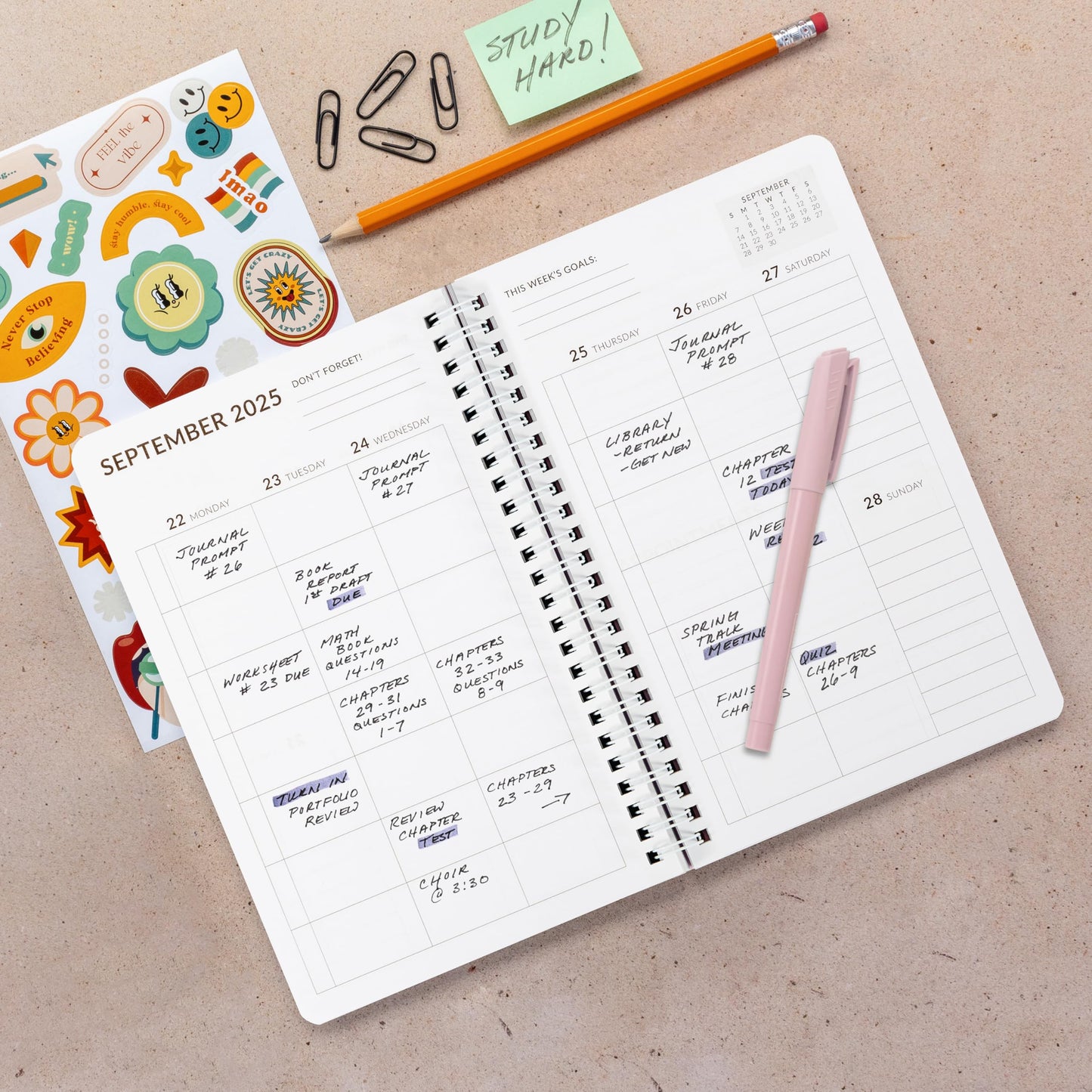 Aesthetic 2025-2026 Student Planner To Stay Organized - A Beautiful 8.5" x 5.5" Planner for Middle and High School Students with Weekly & Monthly Spreads For The 25-26 Academic Year