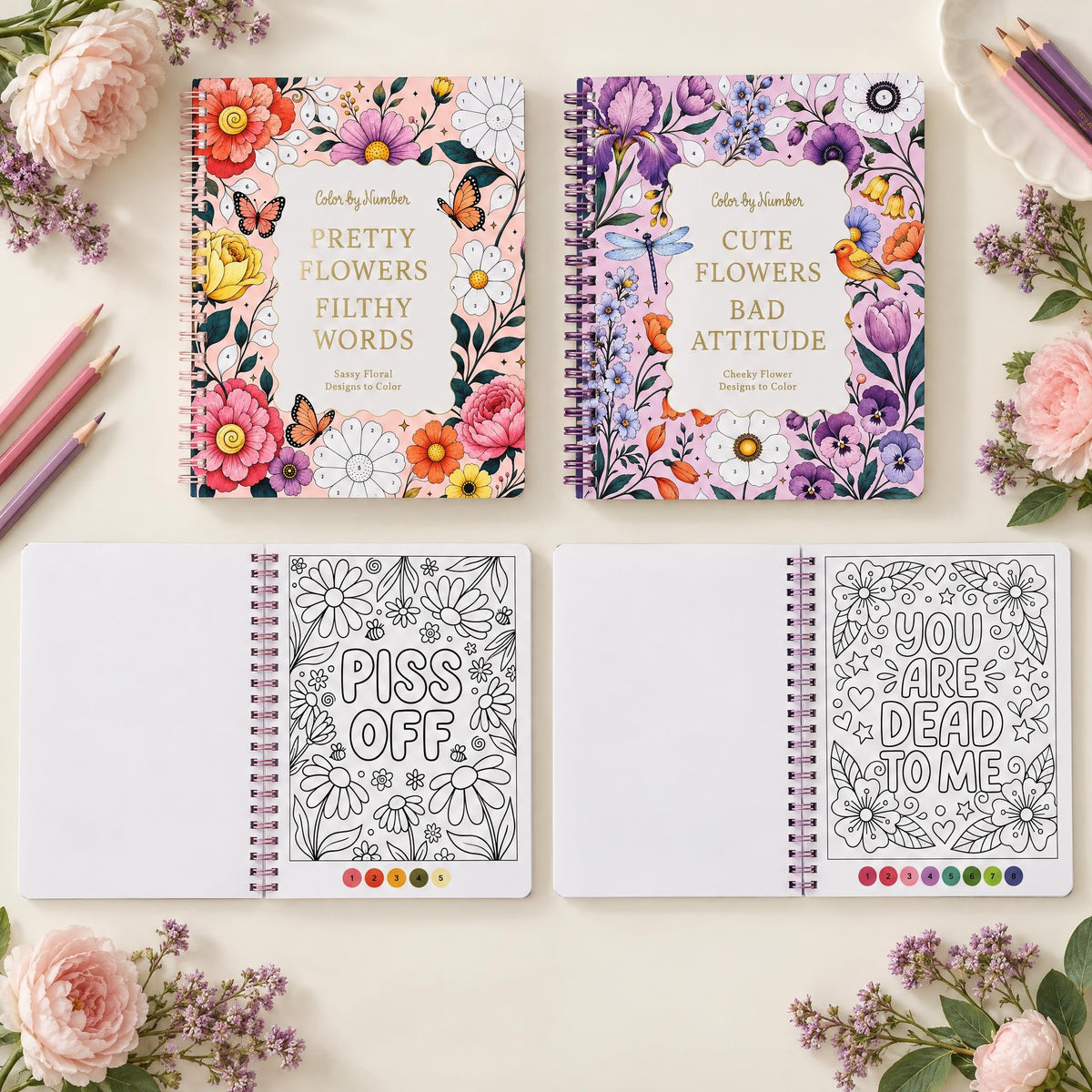 ZICOTO Charming Color by Numbers for Adults Set of 2