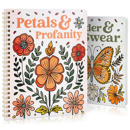 Beautiful Adult Coloring Book Set of 2 for Relaxation - Funny Swear Words Coloring Books with Floral Designs for a lot of Laughs - The Perfect Stress-Relieving Gift for Women