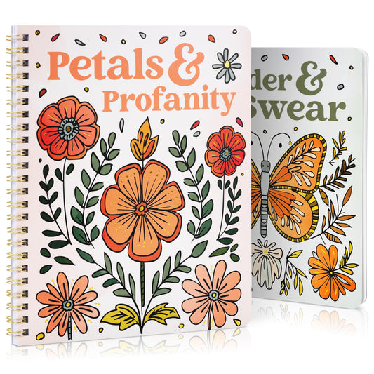 Beautiful Adult Coloring Book Set of 2 for Relaxation - Funny Swear Words Coloring Books with Floral Designs for a lot of Laughs - The Perfect Stress-Relieving Gift for Women