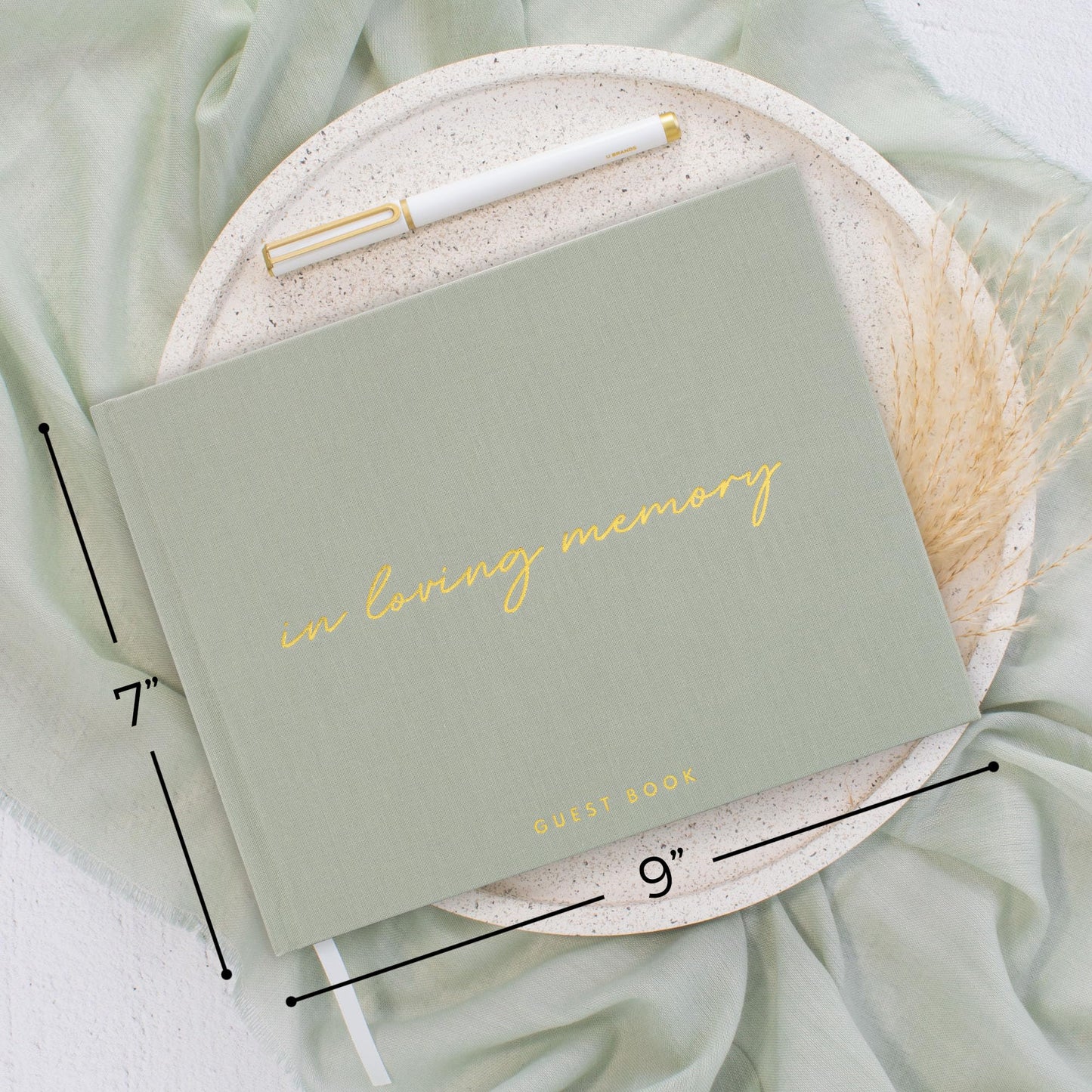 ZICOTO Beautiful Linen Funeral Guest Book for The Celebration of Life - The Perfect in Loving Memory Book with Ample Space to Sign in for Guests - Premium Craftsmanship for Honoring Loved Ones