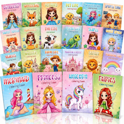 Fun Mini Coloring Books for Kids Set of 20 - Cute Toddler Books in Bulk