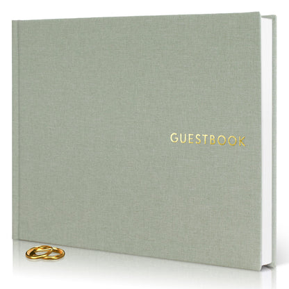 ZICOTO Beautiful Linen Wedding Guest Book for Your Wedding Reception - Simply Elegant Guestbook to Sign in and Add Polaroid Photos - The Perfect Baby Shower Guest Book and Addition to Your Big Day