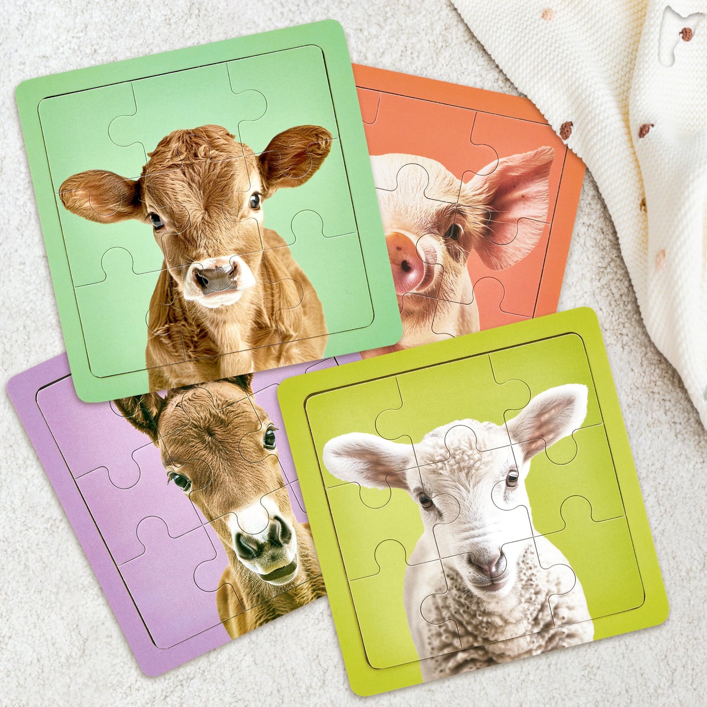 Fun Wooden Toddler Puzzle Set of 4 - Colorful Puzzles for Kids Aged 2-4 - Perfect Educational Learning Toy for Toddlers 1-3 to Develop Fine Motor Skills and Hand-Eye Coordination