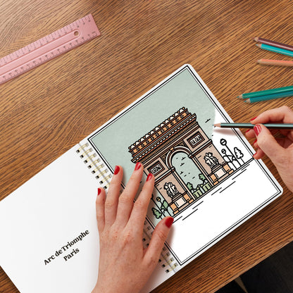 Beautiful Adult Coloring Book Set of 2 for Relaxation - Inspirational Adventures and Sightseeing Spots for The Spirit of Wanderlust - Perfect Stress-Relieving Gift for Women