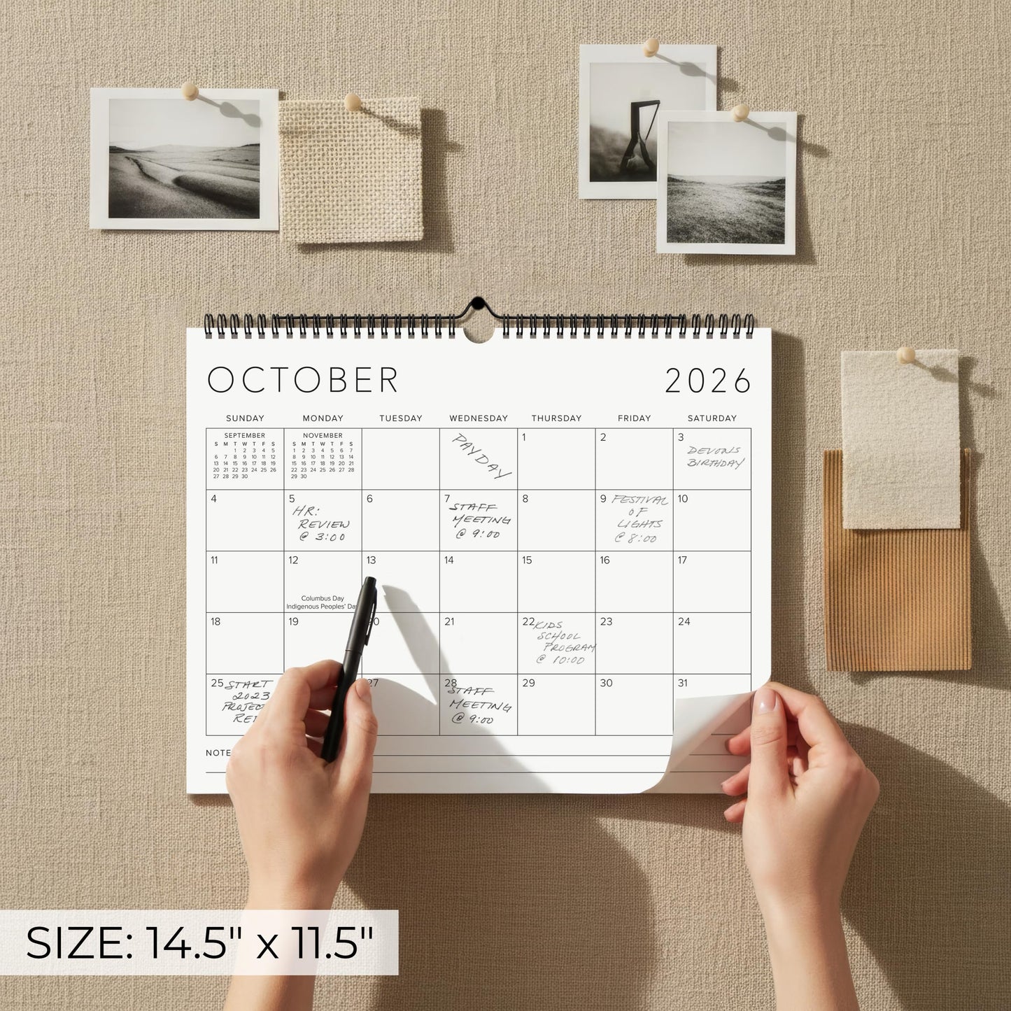 Beautiful 2026 Wall Calendar - Runs from January 2026 until July 2027 - Large 14.5" x 11.5" Office Wall Calendar for Easy Organizing